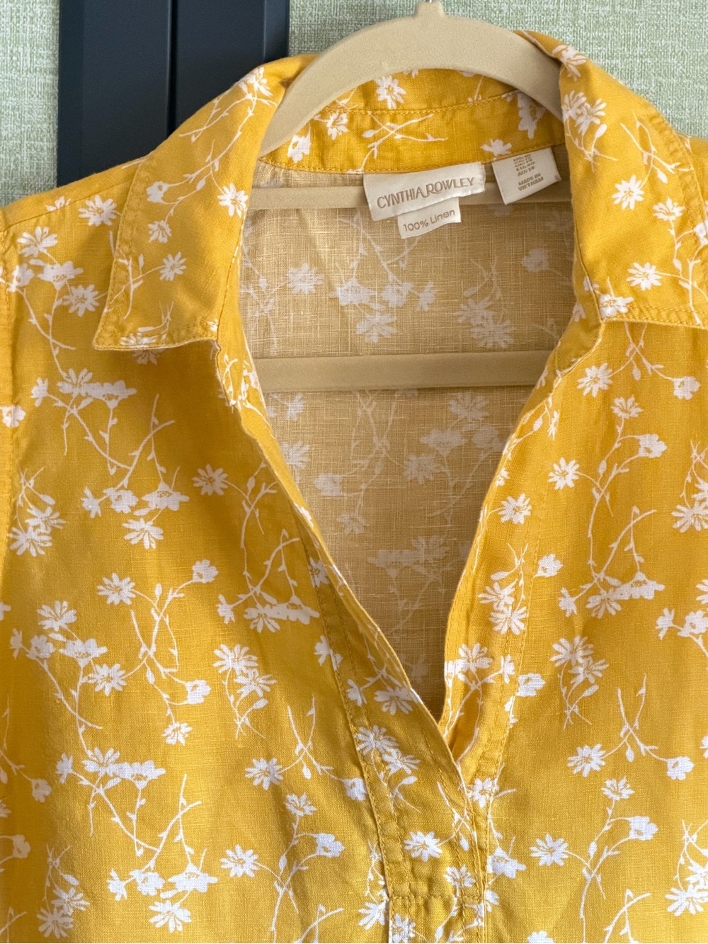 Cynthia Rowley 100% Linen Collared Sunshine Yellow Floral Shift Dress, Size 10 - Picture 2 of 6